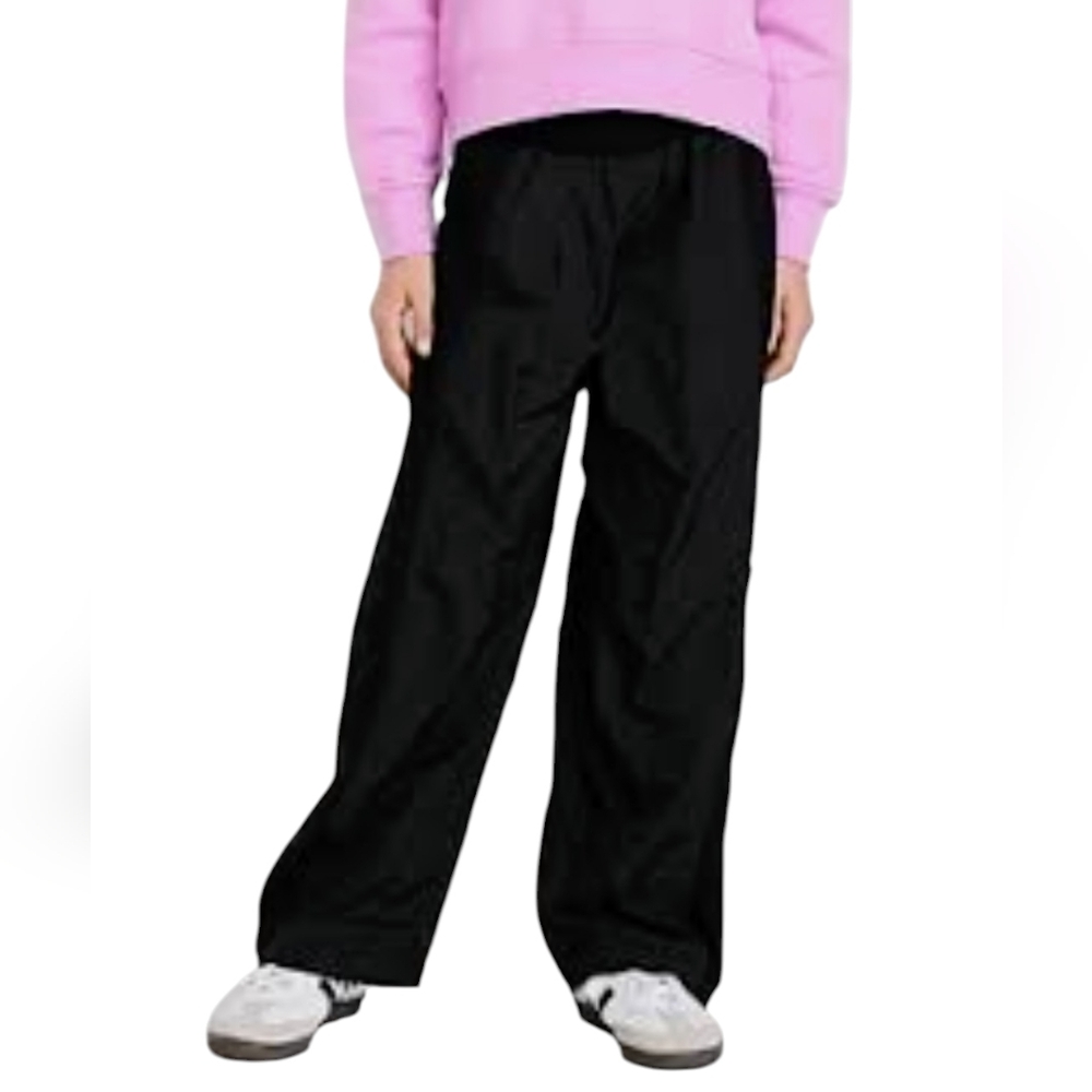 Old Navy Kids XL 14-16 Crinkle Texture Wide Leg Track Parachute Pants Black NWT